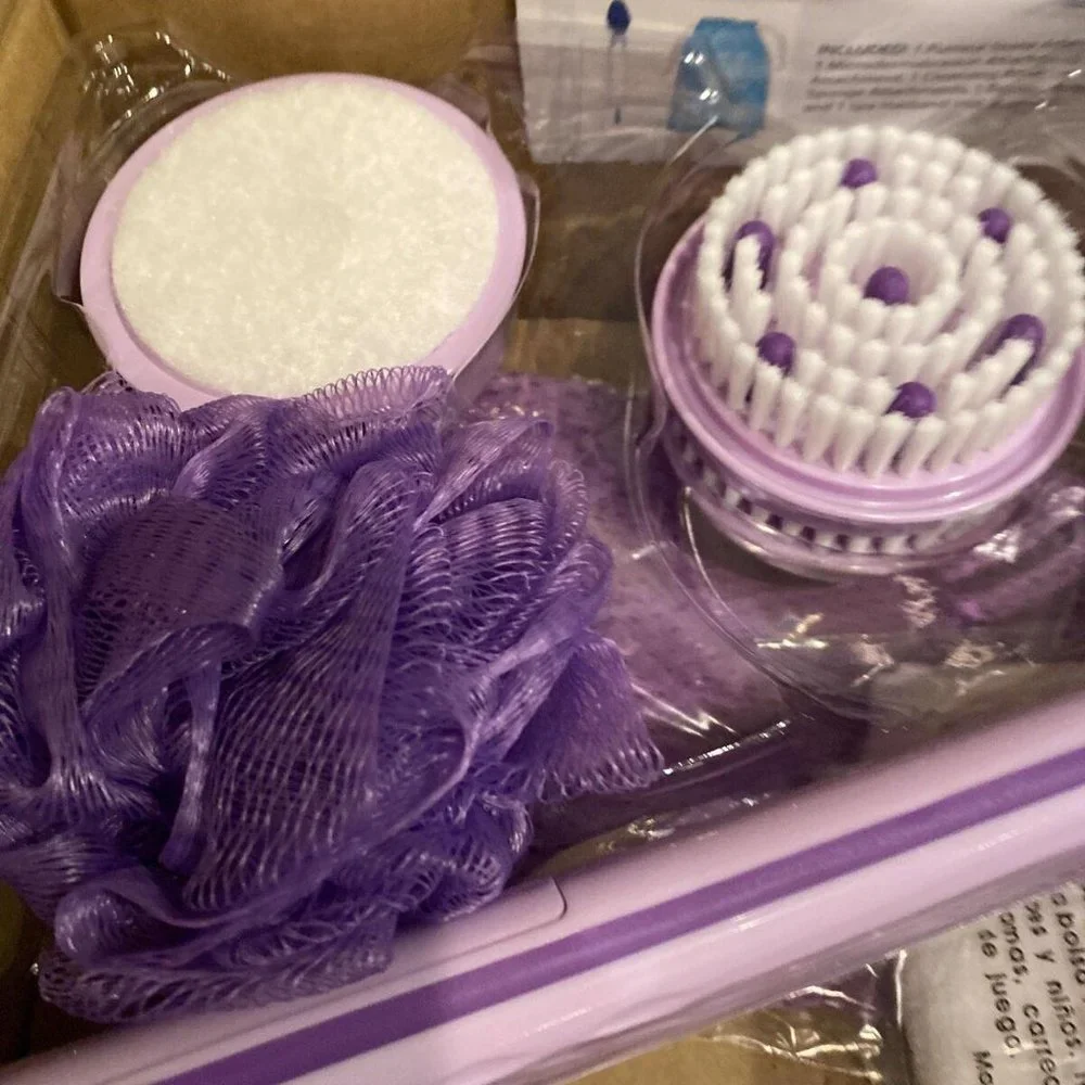 Idea Village Spin Spa Cleansing Body Brush 10-Pc Set New In Brown Box - Purple